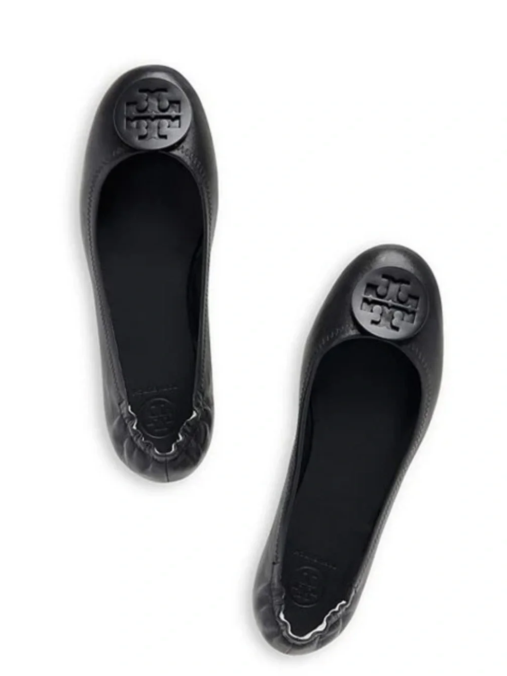 Tory Burch Black Leather Logo Ballet Flats Size 9.5